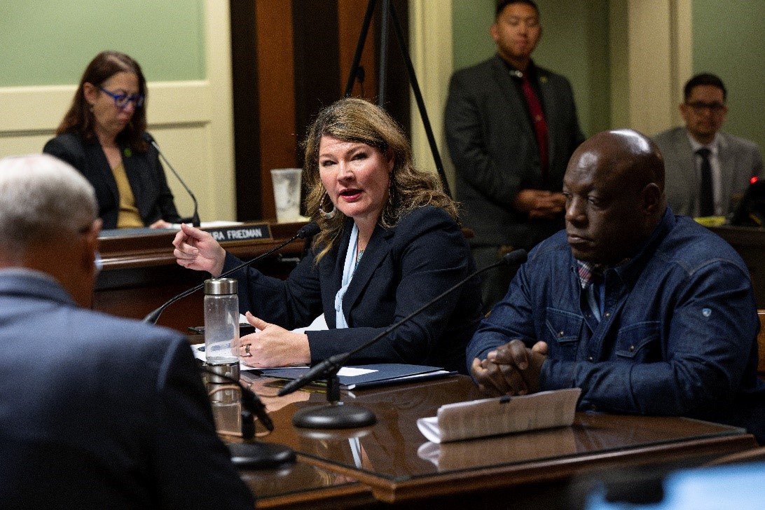 Assemblymember Tasha Boerner answers a question about Assembly Bill 2666 in Assembly Utilities & Energy.