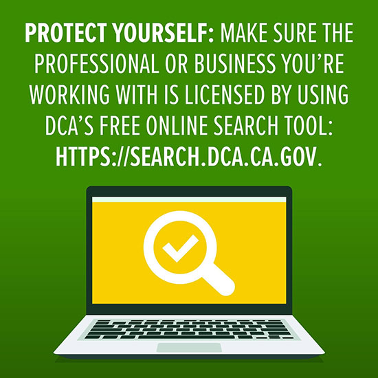 CA Department of Consumer Affairs Licensed Business Search Tool