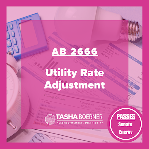 ad77 Bill on Utility Rate Adjustments Passes Senate Energy