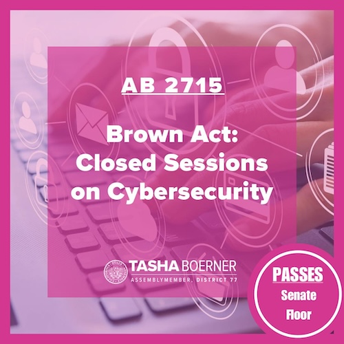 ad77 AB 2715 - Brown Act: Closed Sessions on Cybersecurity