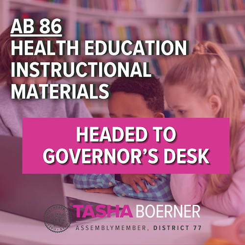 Assemblymember Boerner Bill on Health Education Materials Headed to Governor Desk