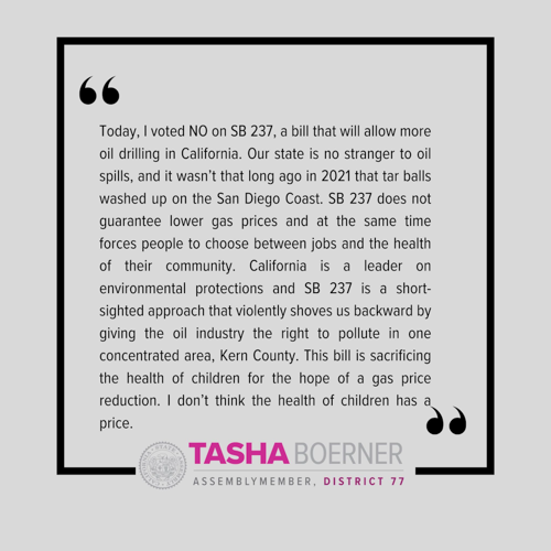 Assemblymember Boerner No on SB 237