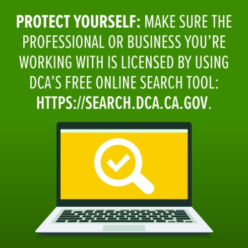 CA Department of Consumer Affairs Licensed Business Search Tool